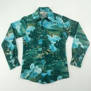 Kennington Vintage Disco 70's Polyester Button Up